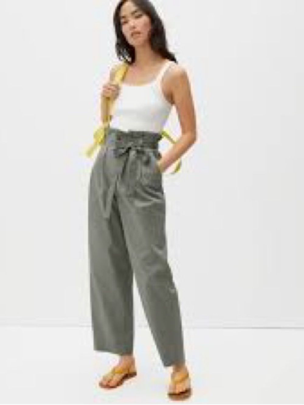 Everlane Olive Paperbag High-Waist Trousers